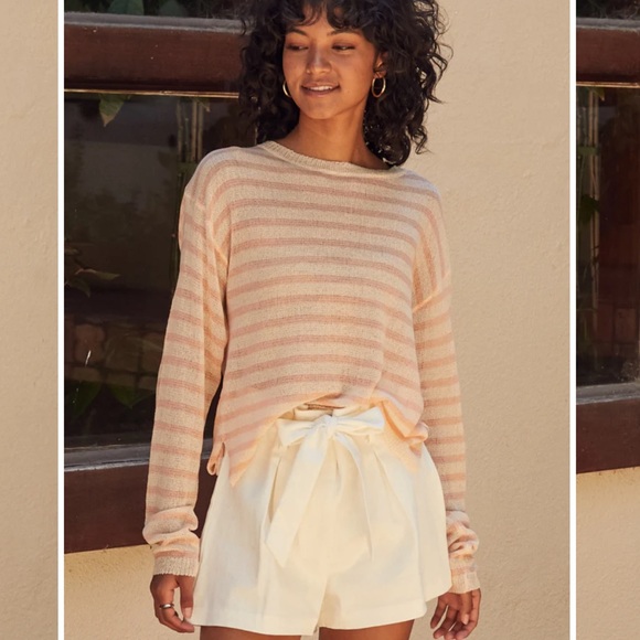 NWT Sadie & Sage Sherbert Stripe Top in Coral - S - Picture 4 of 7